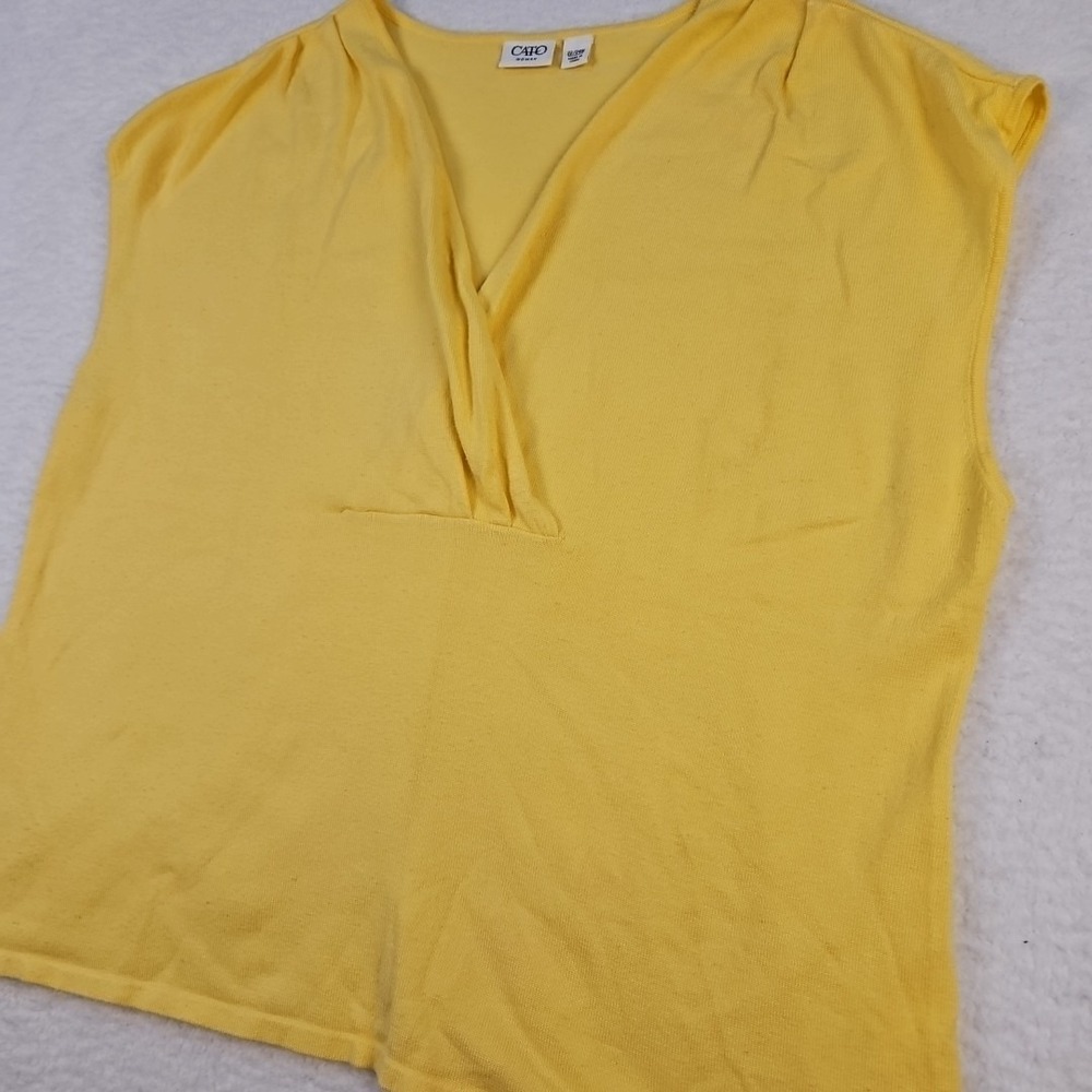 Cato Womens Blouse Plus Size 22/24W Yellow Sleeveless V Neck